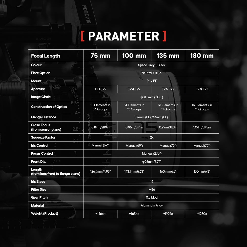 Pavo 2× Anamorphic Cine Prime Lens – T2.1–T2.4 Large Aperture, PL/EF Mount DZOFILM Store