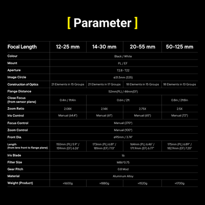 Pictor Zoom Cine Lens – 20–125mm, Constant T2.8, Low Focus Breathing, PL/EF Mount, Lightweight Professional Zoom for Film & Video DZOFILM Store