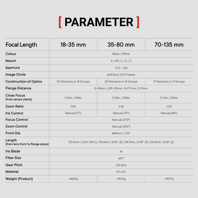 Catta Zoom T2.9-22   18-35|35-80|70-135MM DZOFILM Store