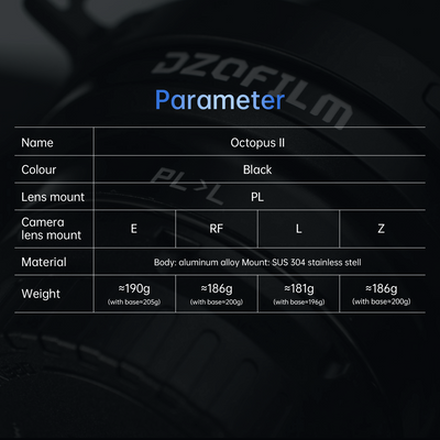 Upgraded Octopus Adapter II | Professional PL Mount Lens Adapter for Sony E, Canon RF, Nikon Z & Leica L Cameras DZOFILM